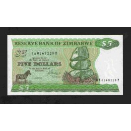 Zimbabwe Pick. 2 5 Dollars 1983 AU
