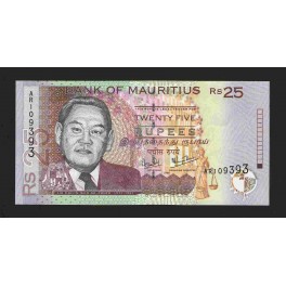 Mauritius Pick. 49 25 Rupees 1999-06 UNC