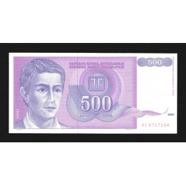 Yugoslavia Pick. 113 500 Dinara 1992 UNC