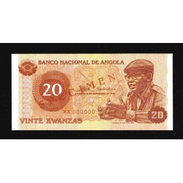 Angola Set Specimen Pick. 109s-113S 20-1000 Kwanzas 1976 UNC