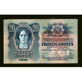 Austria Pick. 52 20 Kronen 1919 VF