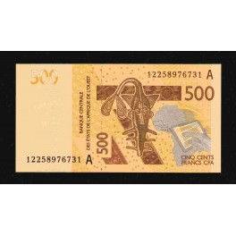 Costa de Marfil Pick.119A 500 Francs 2012-14 SC