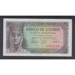 Edifil. D 47 5 pesetas 13-02-1943 EBC