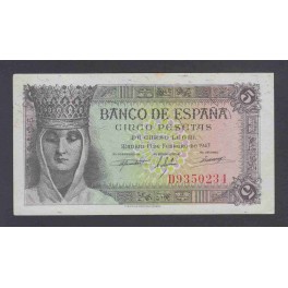 Edifil. D 47a 5 pesetas 13-02-1943 EBC