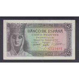 Edifil. D 47 5 pesetas 13-02-1943 SC-