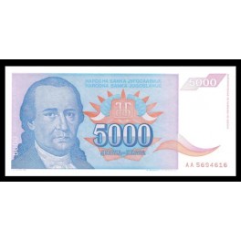 Yugoslavia Pick. 141 5000 Dinara 1994 SC