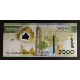 Argelia Pick. Nuevo 2000 Dinars 2011 SC
