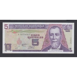 Guatemala Pick. 60 5 Quetzales 1982 UNC