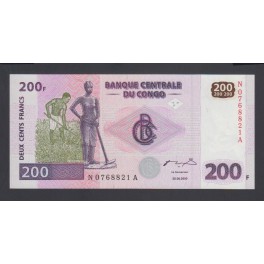 Congo Democratic Pick. 95 200 Francs 2000 UNC