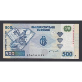 Congo Democratic Pick. 96 500 Francs 2002 UNC