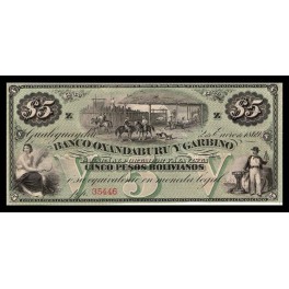 Argentina Pick. S1783r 5 Pesos Bolivianos 02-01-1869 SC