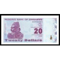Zimbabwe Pick. 95 20 Dollars 2009 UNC
