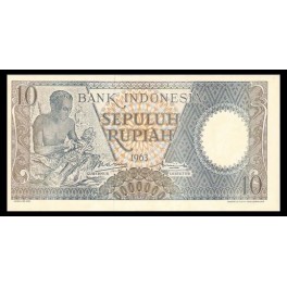 Indonesia Pick. 89 10 Rupiah 1963 SC