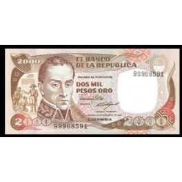 Colombia Pick. 430 2000 Pesos de Oro 1983-86 SC