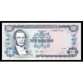 Jamaica Pick. 71 10 Dollars 1985-94 SC-