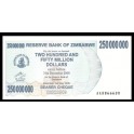 Zimbabwe Pick. 59 250 M. Dollars 2008 UNC