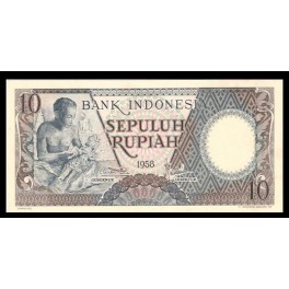 Indonesia Pick. 56 10 Rupiah 1958 SC