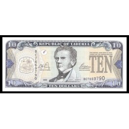 Liberia Pick. 27 10 Dollars 2003-06 SC