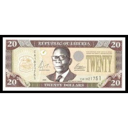 Liberia Pick. 28 20 Dollars 2003-06 SC