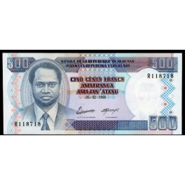 Burundi Pick. 37A 500 Francs 1995 SC