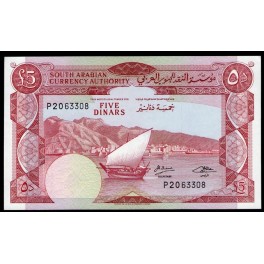 Yemen Democratico Pick. 4 5 Dinars 1965 SC