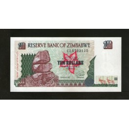 Zimbabwe Pick. 6 10 Dollars 1997 SC