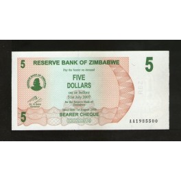 Zimbabwe Pick. 38 5 Dollars 2006 SC