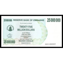 Zimbabwe Pick. 56 25 M. Dollars 2008 SC