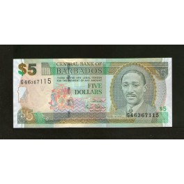 Barbados Pick. 67 5 Dollars 2007 UNC