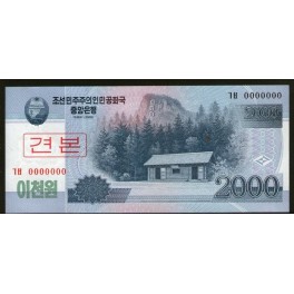 Corée du Nord Pick. Nouveau 2000 Won Specimen NEUF