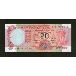 India Pick. 82 20 Rupees 1977-97 UNC