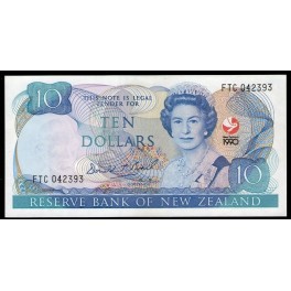 Nueva Zelanda Pick. 176 10 Dollars 1990 SC