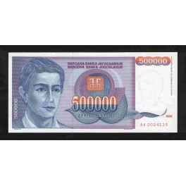 Yugoslavia Pick. 119 500000 Dinara 1993 SC